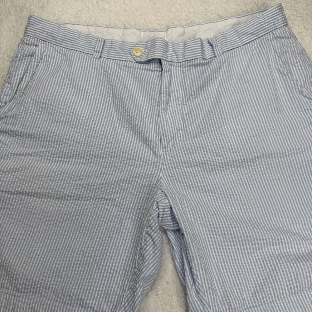 Brooks Brothers Seersucker Bermuda Shorts Mens W38 Blue White Striped Cotton